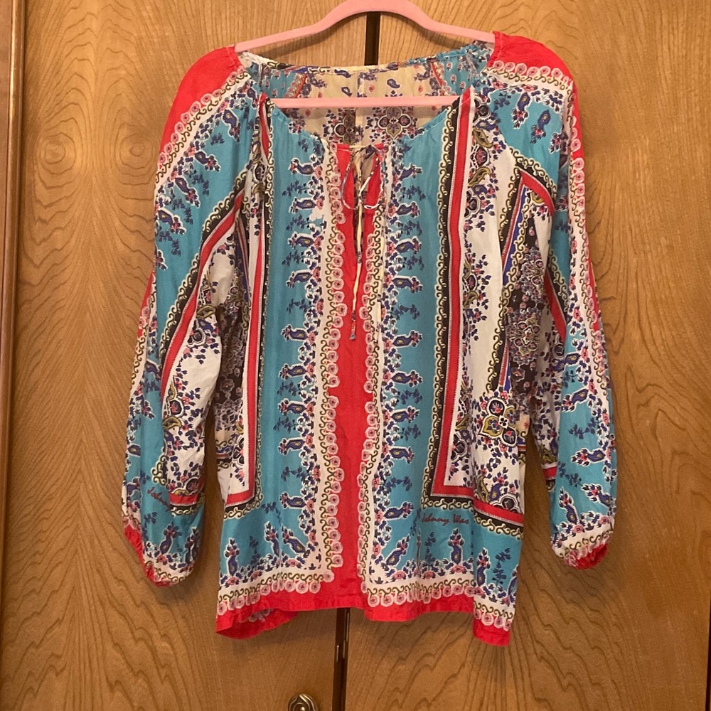 All silk scarf print blouse